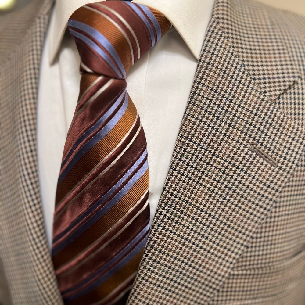 Lauren Ralph Lauren Wool Houndstooth Sport Coat Blazer Jacket Brown Men 42R